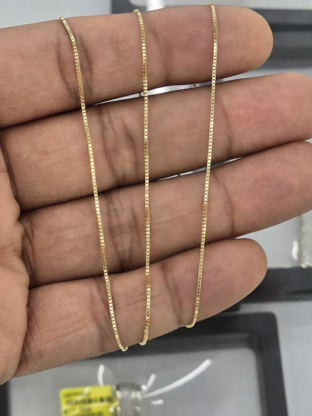 10kt Real Gold Solid Box Chain 0.7mm 22 Inches